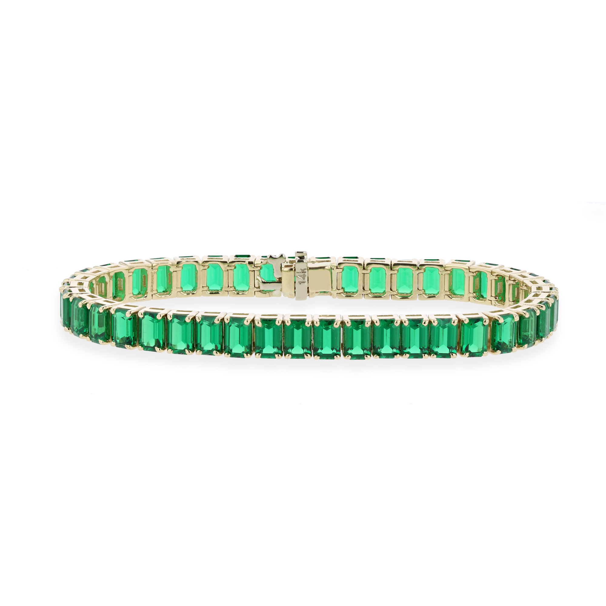 20ctw Mano Crystal Emerald Cut Tennis Bracelet in 14k Gold