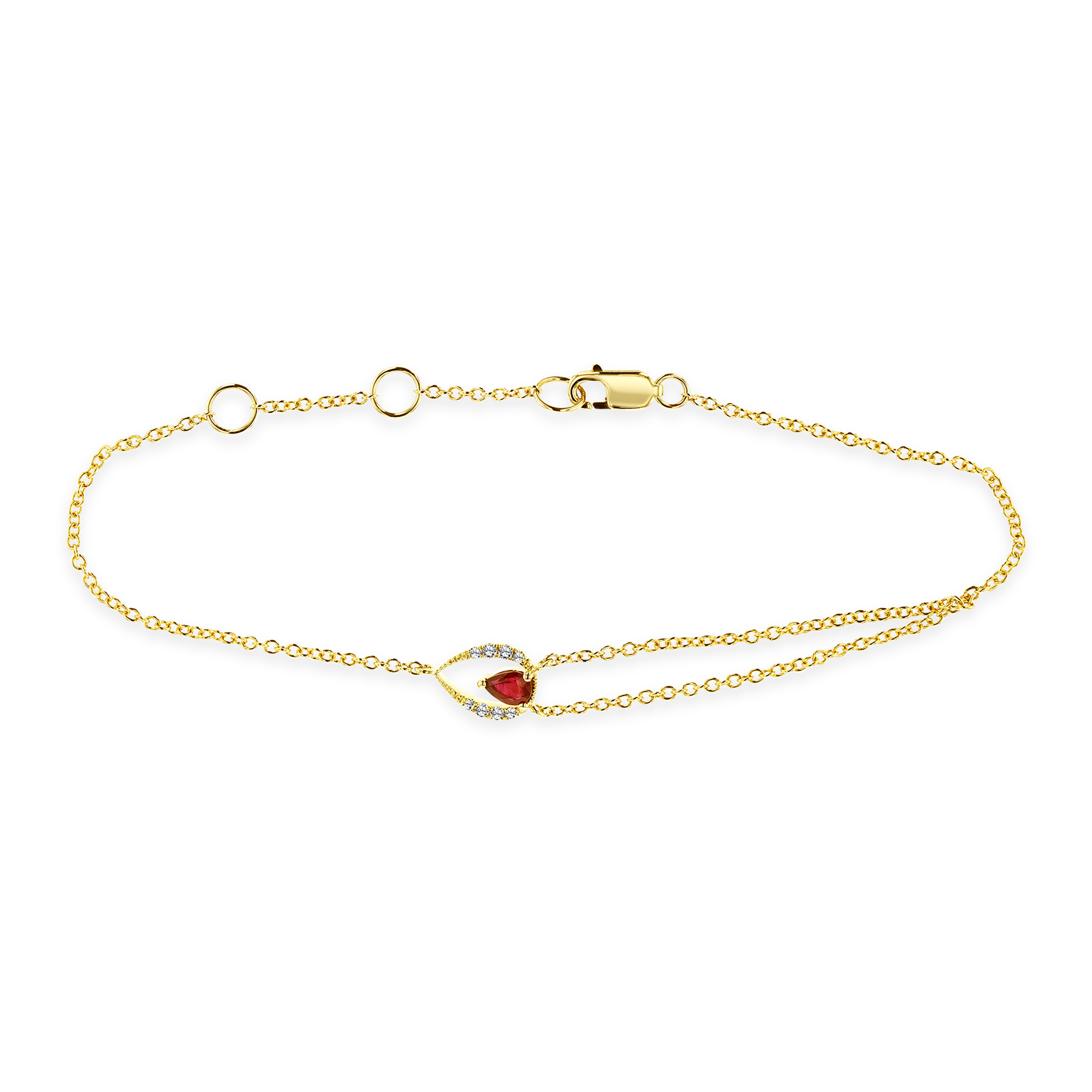 View 0.05ctw Diamond and Ruby Bracelet in 14k Gold