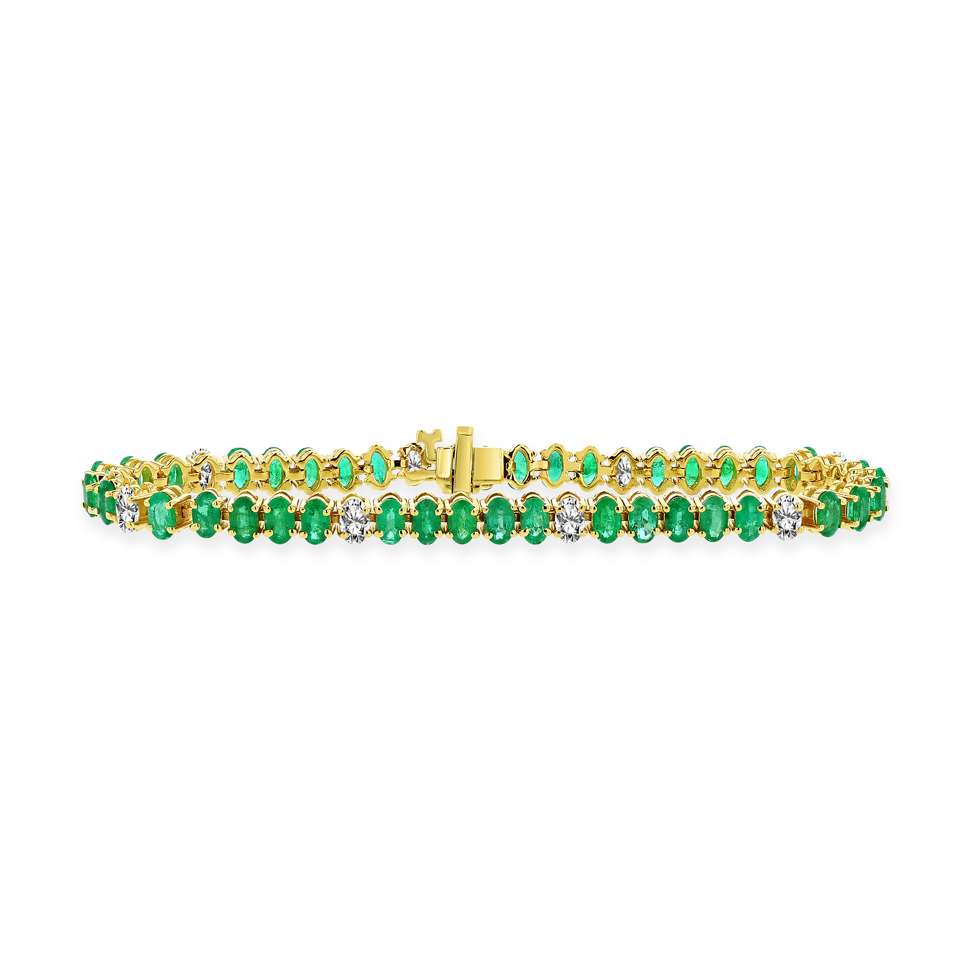 View 10.50ctw Ova Diamond and Emerald Tennis Bracelet in 14k Gold