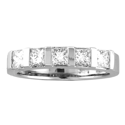 View 0.50ct tw 5 Stone GH VS-SI Quality Princess Cut Diamonds Bar Set Wedding Band or Anniversary Bridal Ring 14k Gold 