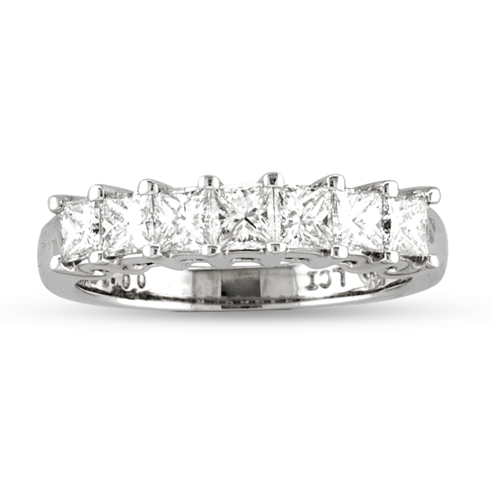 View 0.50ct tw 7 Stone Princess Cut Diamonds Shared Prong Anniversary or Wedding Band 14k Gold G-H VS-SI  Bridal Ring