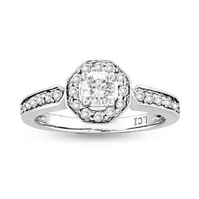 View 0.50ct tw Round Diamond & Micro Pave' Fashion Antique Look Engagement Ring