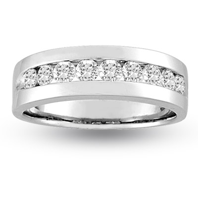 View 0.50ct tw Ring 9 Stone Round Channel Set Diamonds 14k Gold Ring Men's Band