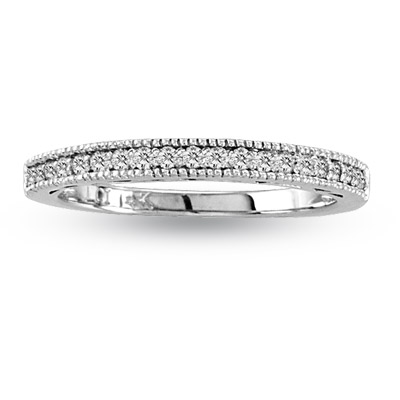 View 0.18ct tw of Diamonds Ring 14k Gold Antique Look Wedding Band 