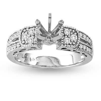 14k Gold Engagement Semi-Mount Ring with 0.32 ct tw of Diamonds