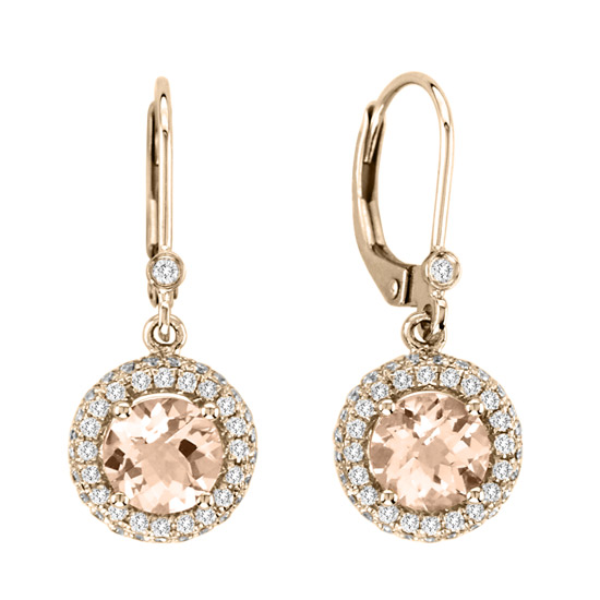 View 2.05cttw Morganite and Diamond Fashion Earrings in 14k Rose Gold