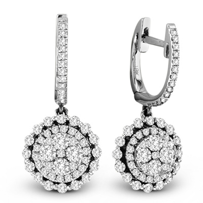 1.22cttw Diamond Cluster Fashion Earrings in 18k White Gold