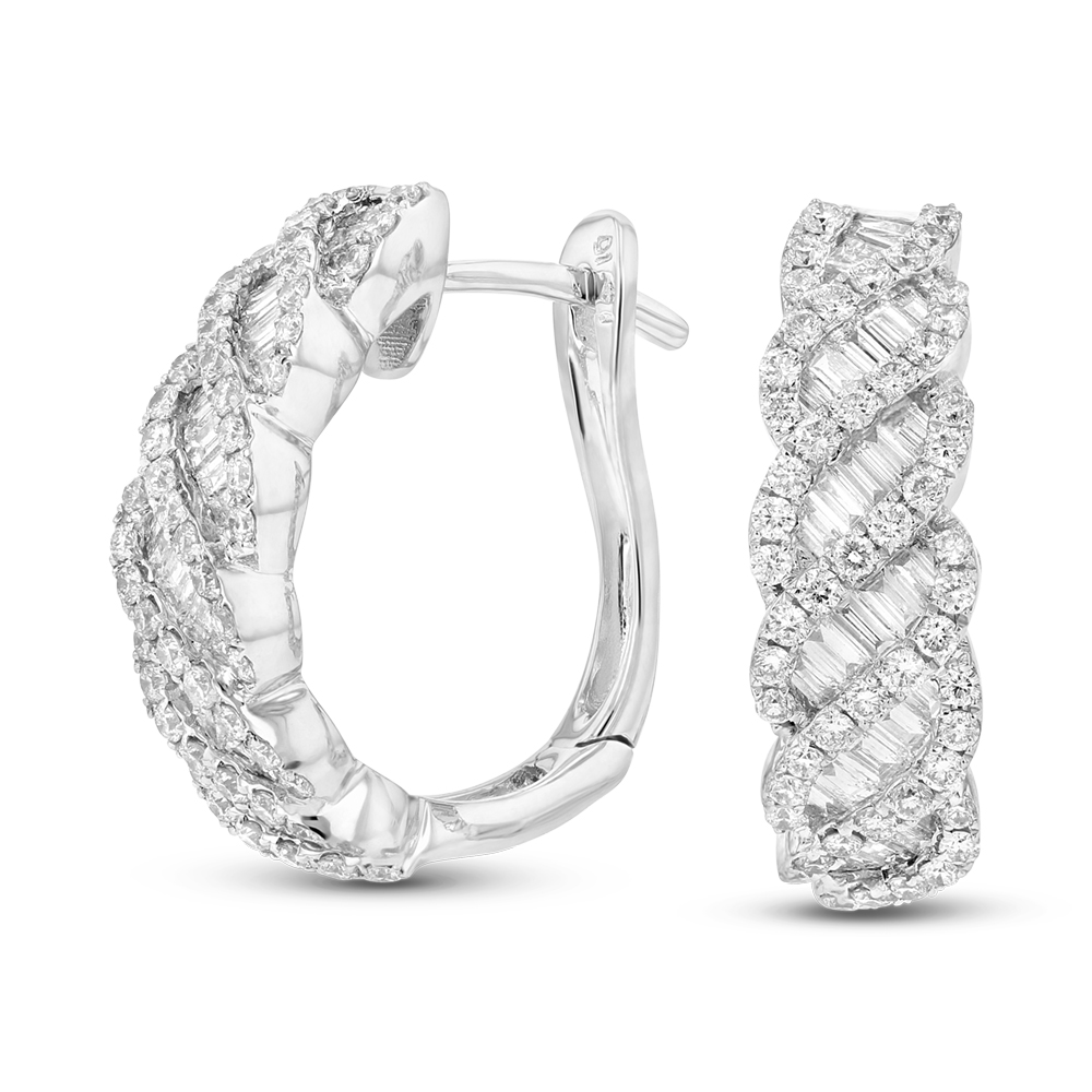 View 1.41ctw Diamond Fashion Hoop Earrings in 18k White Gold