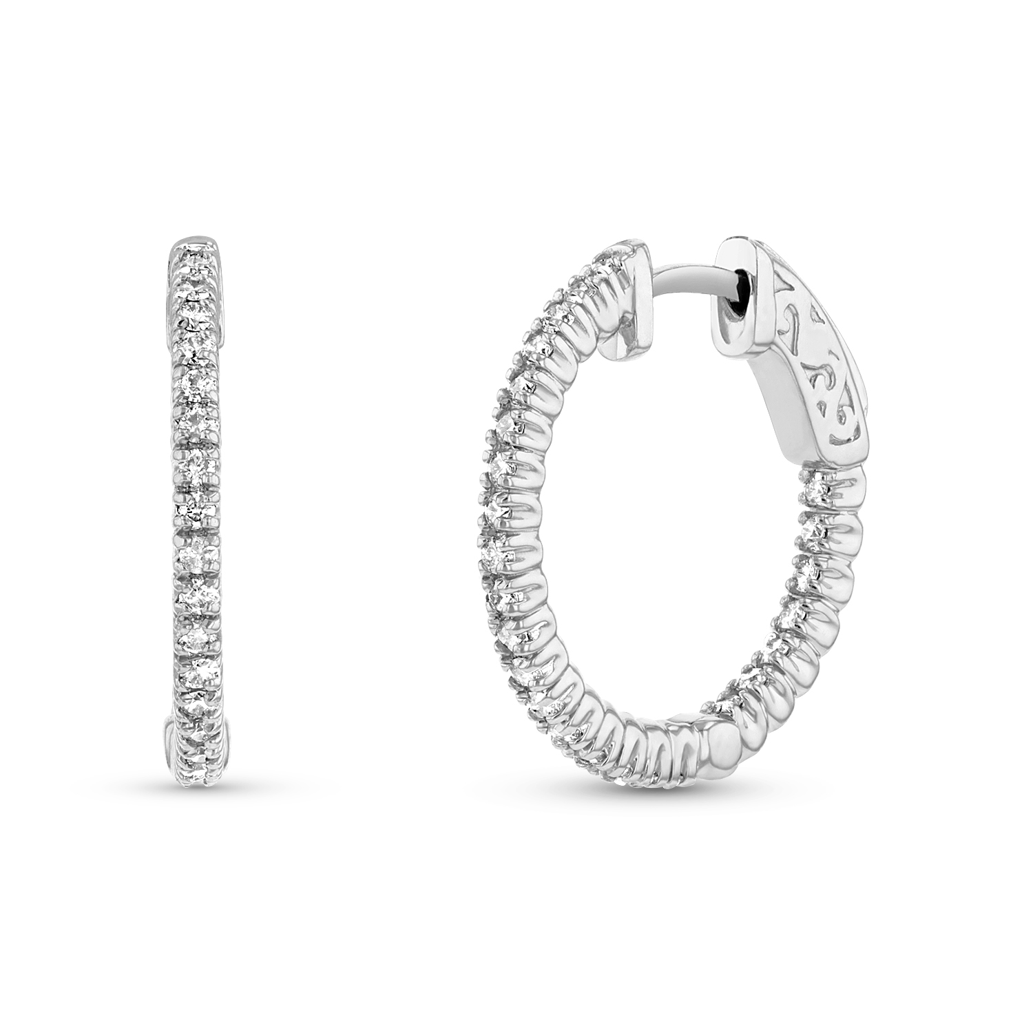 View 0.50ctw Diamond Hoop Earrings in 14k White Gold