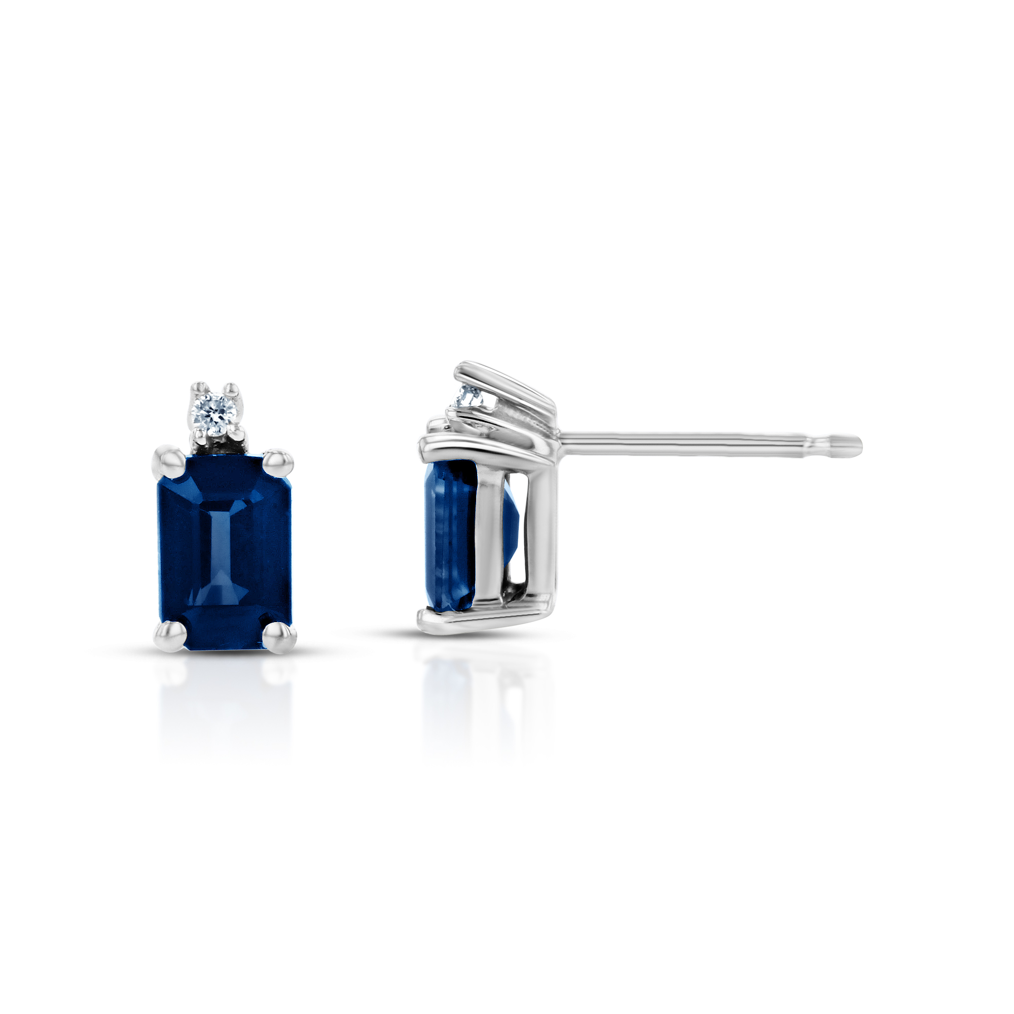 View 0.02ctw Round Diamonds and Sapphire Earrings in 14k White Gold