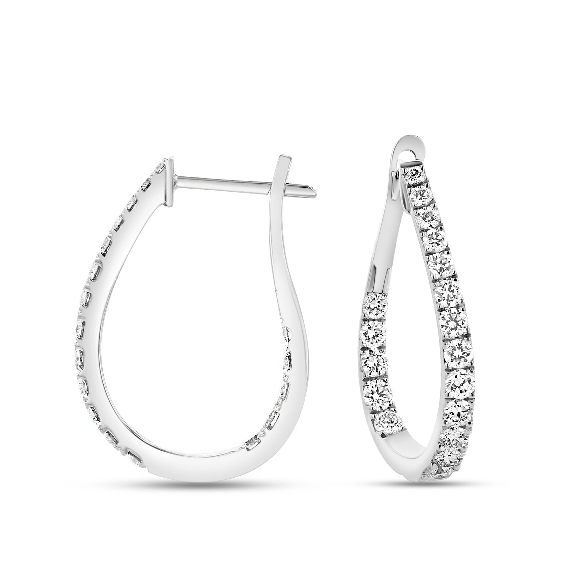 View 0.82ctw Diamond Hoop Earrings in 18k White Gold