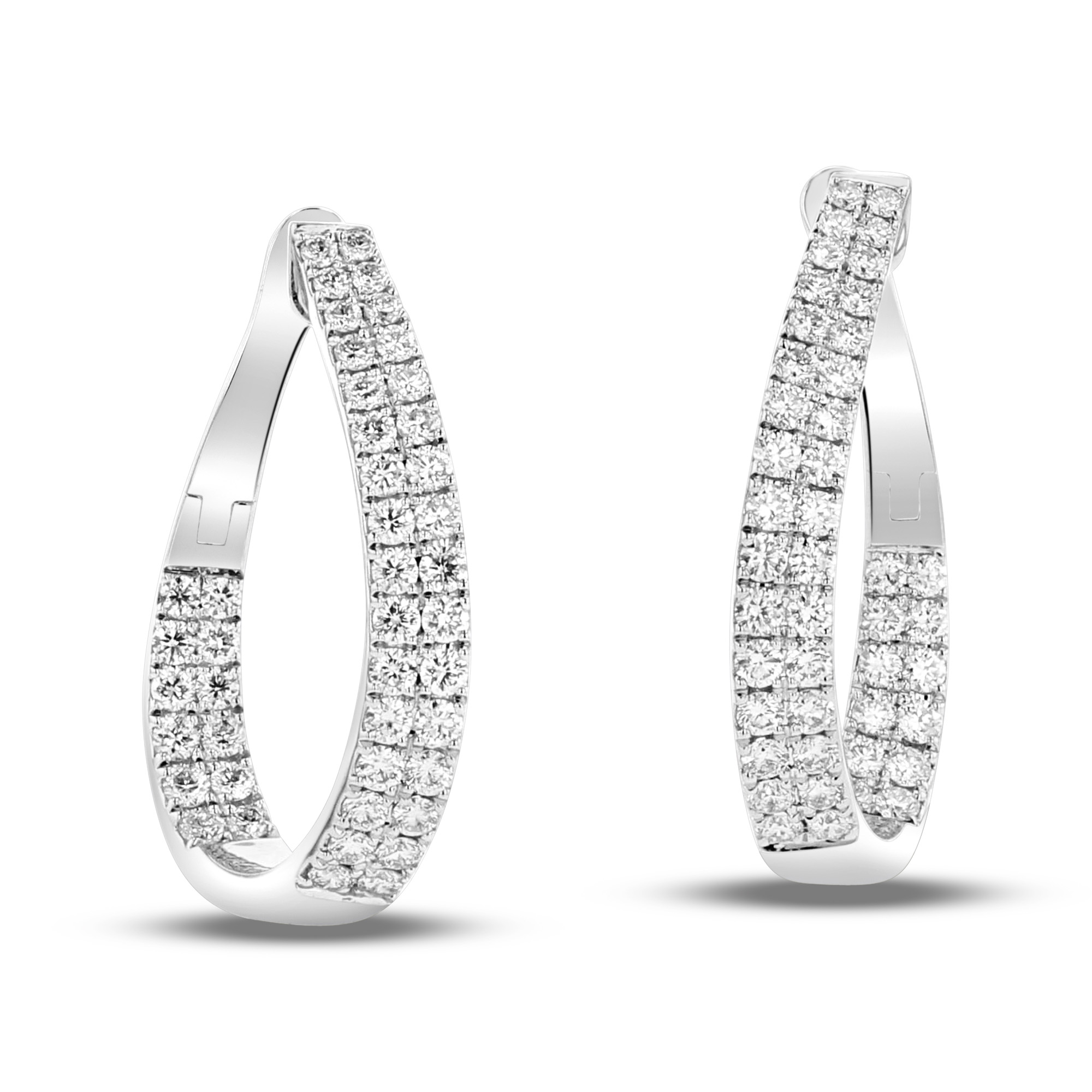 View 1.13ctw Diamond Fashion Hoop Earrings in 18k White Gold