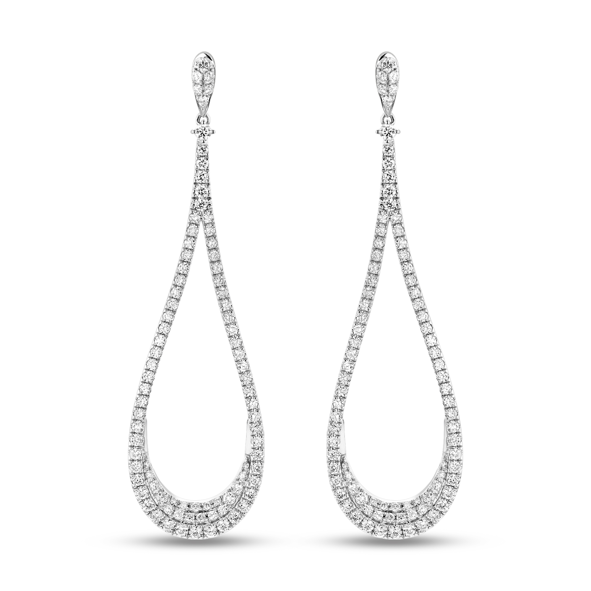 View 1.63ctw Diamond Rear Drop Dangling Earrings in 18k White Gold