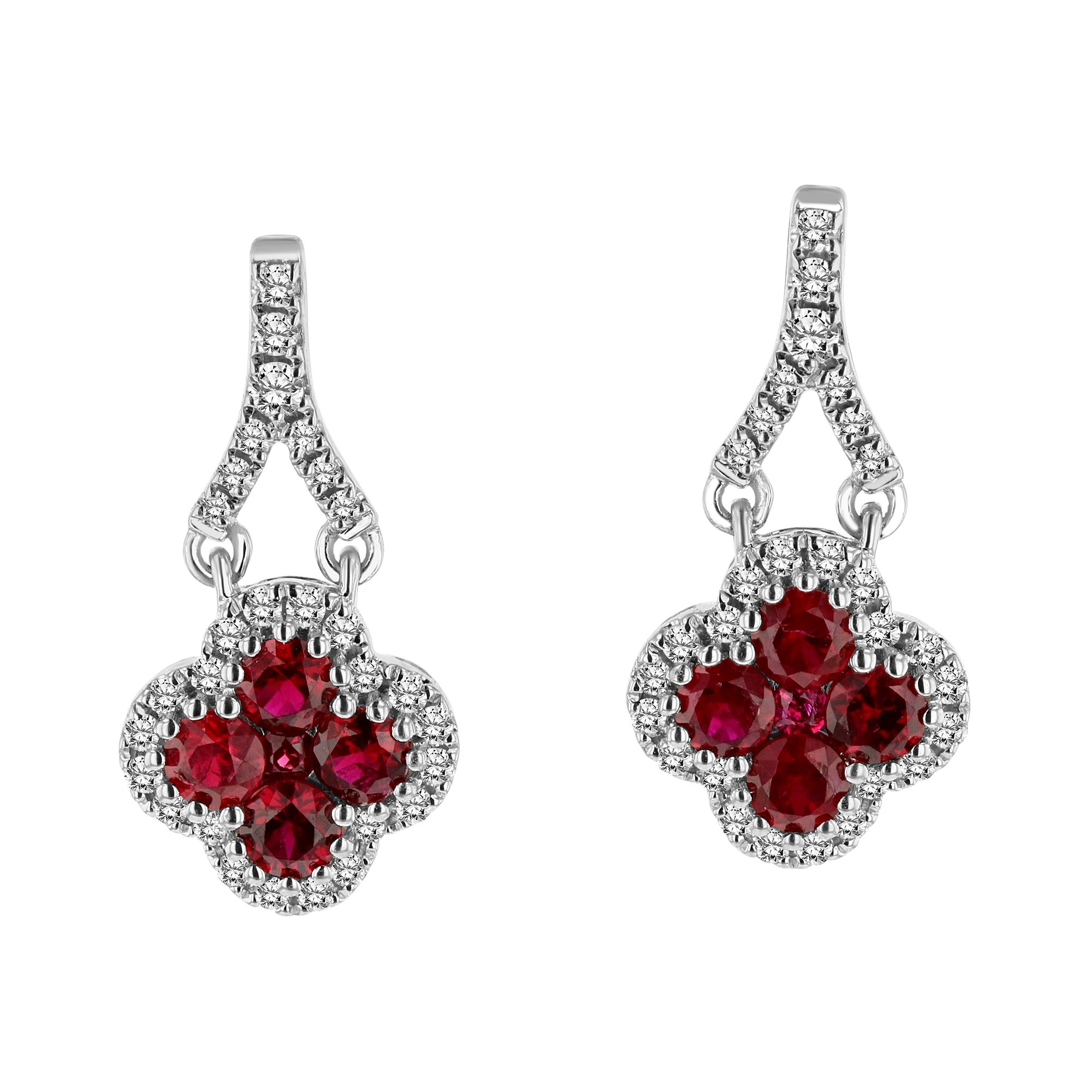 0.22ctw Diamond and Ruby Earrings in 18k White Gold