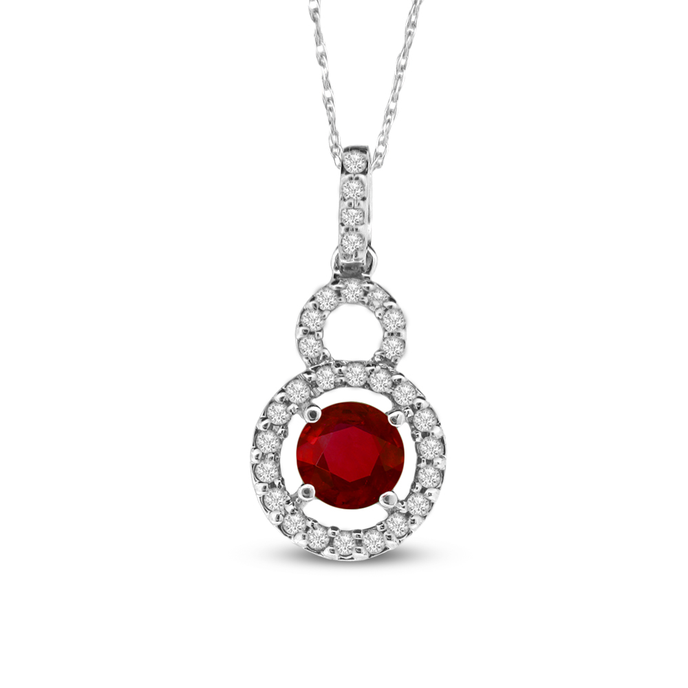 0.63cttw Diamond and Ruby Pendant set in 14k Gold