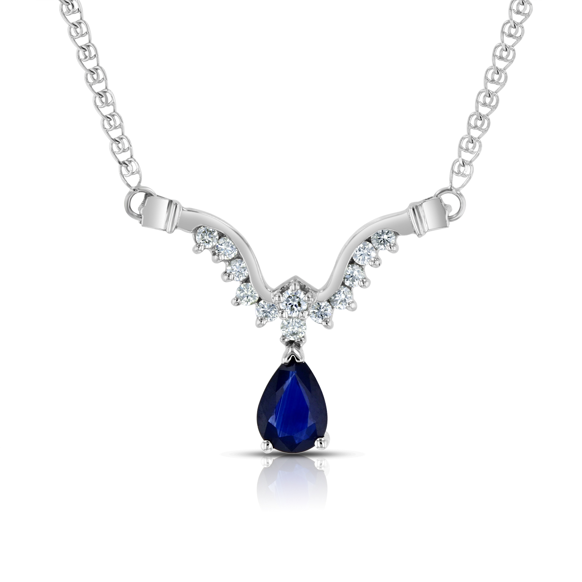 View 0.25ctw Diamond and Sapphire Pendant in 14k White Gold