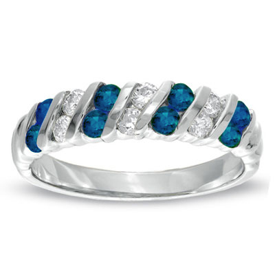 0.80ct tw Sapphire and Diamond Band Set in 14k Gold