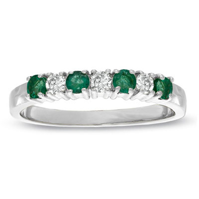 0.37cttw Emerald and Diamond Band set in 14k Gold