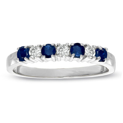 0.37cttw Sapphire and Diamond Band set in 14k Gold