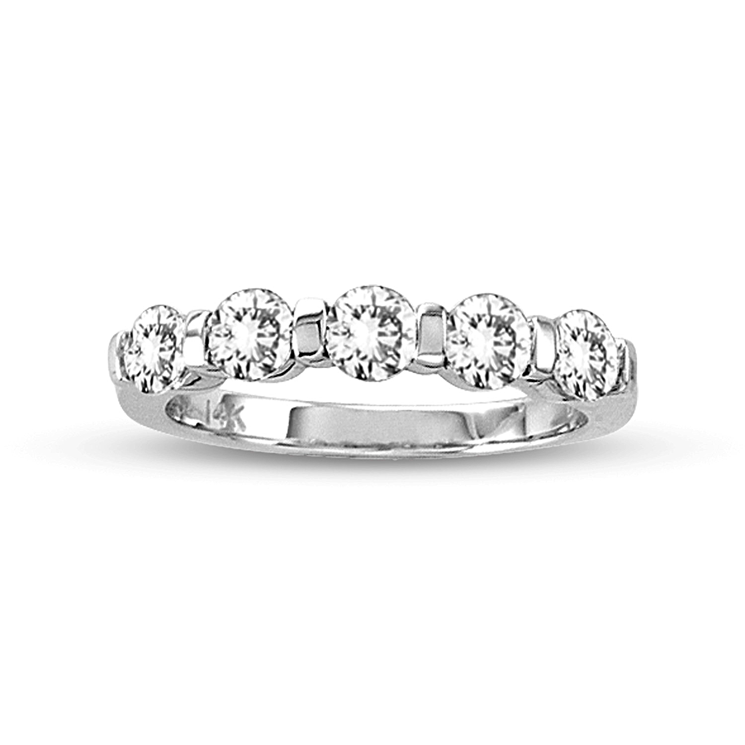 0.25ct tw 5 Stone Round Diamonds Bridal Ring H-J SI Quality 14k Gold Bar Set Wedding or Anniversary Band 