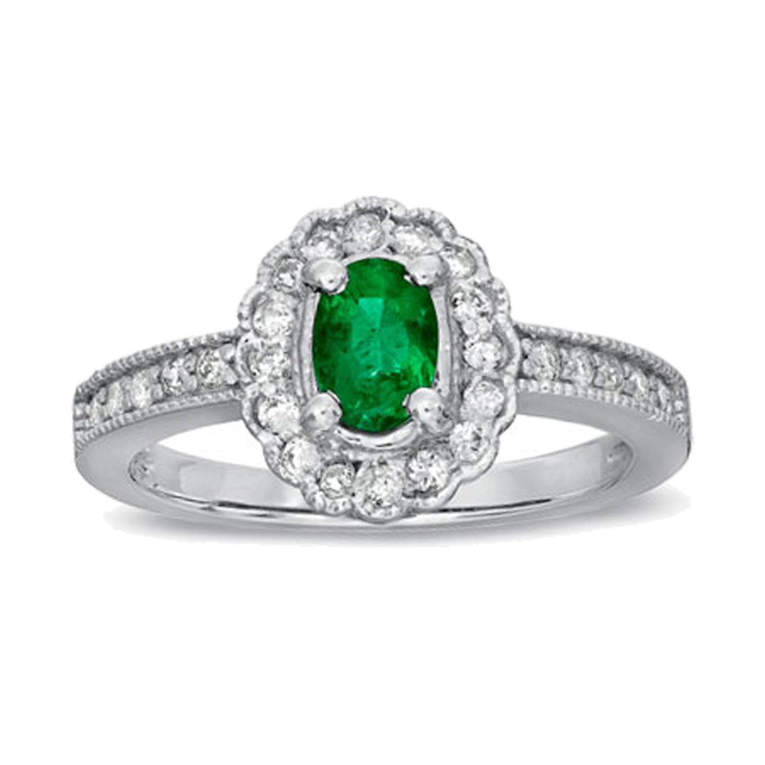 0.63ct tw Emerald and Diamond Fashion Ring set in 14k Gold
