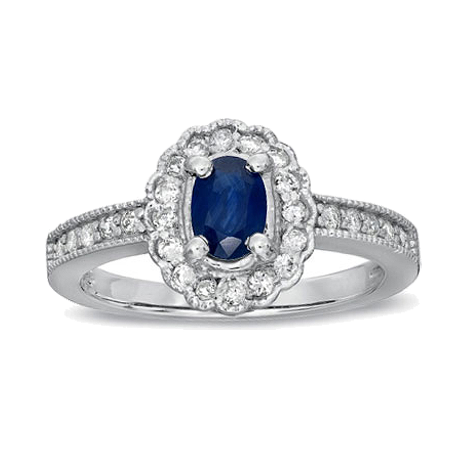 0.80ct tw of Diamond and Sapphire Ring set in 14k Gold