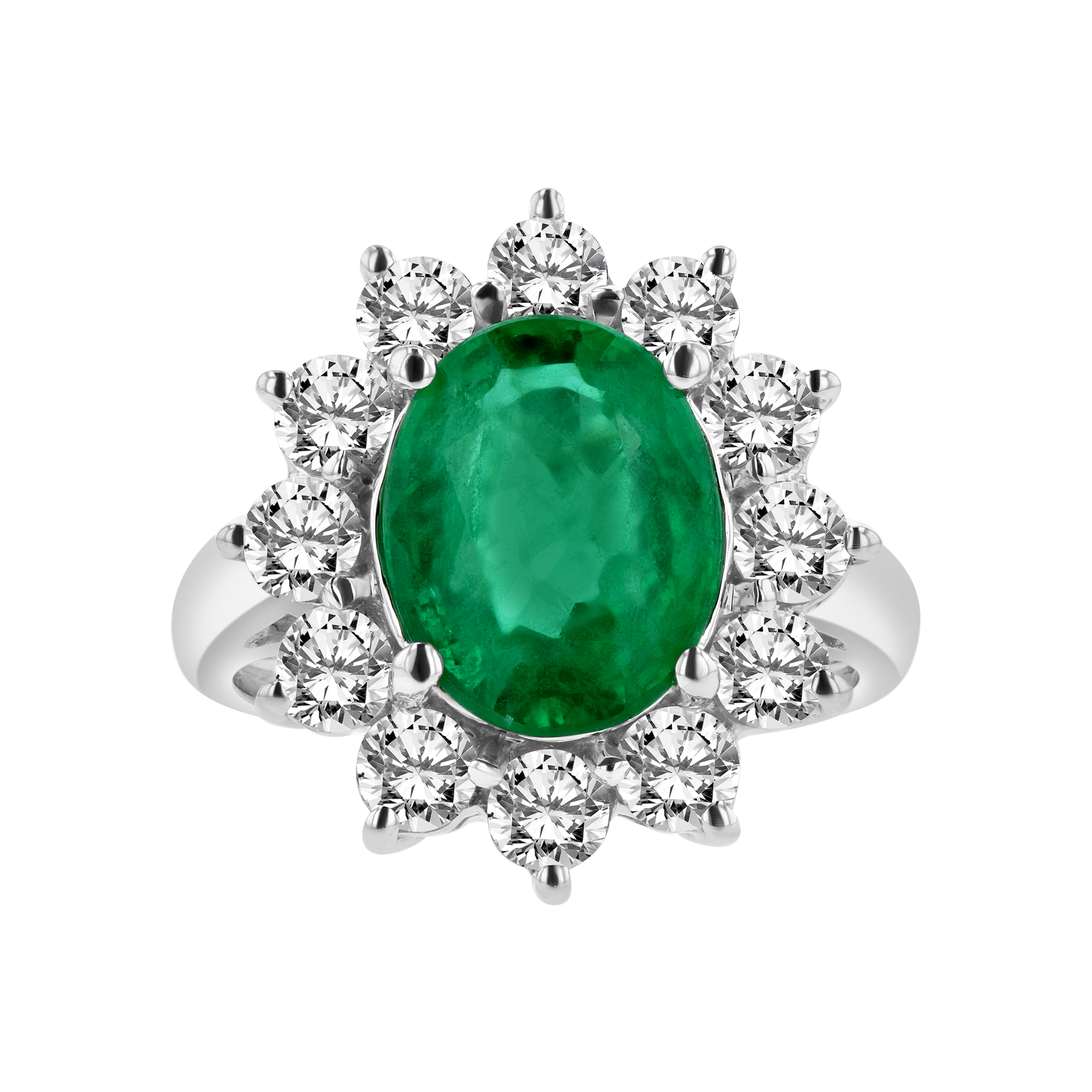 1.50ctw Diamond and Emerald Ring in 14k Gold