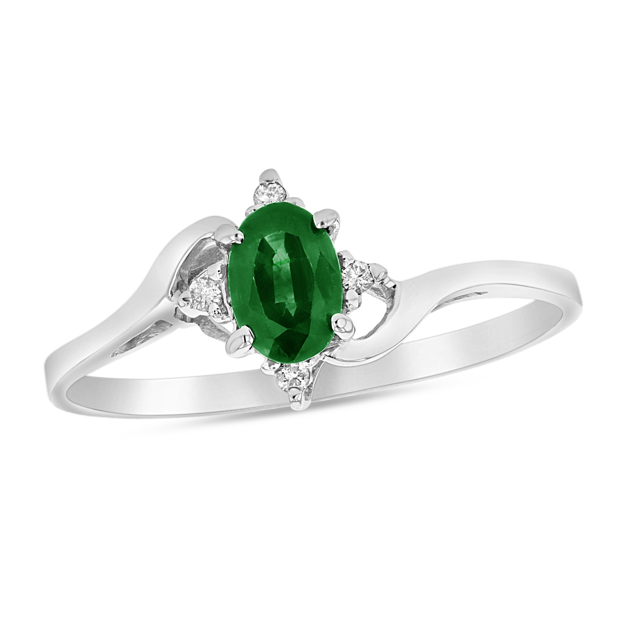0.43ctw Oval Emerald and Diamond Ring set in 14k Gold