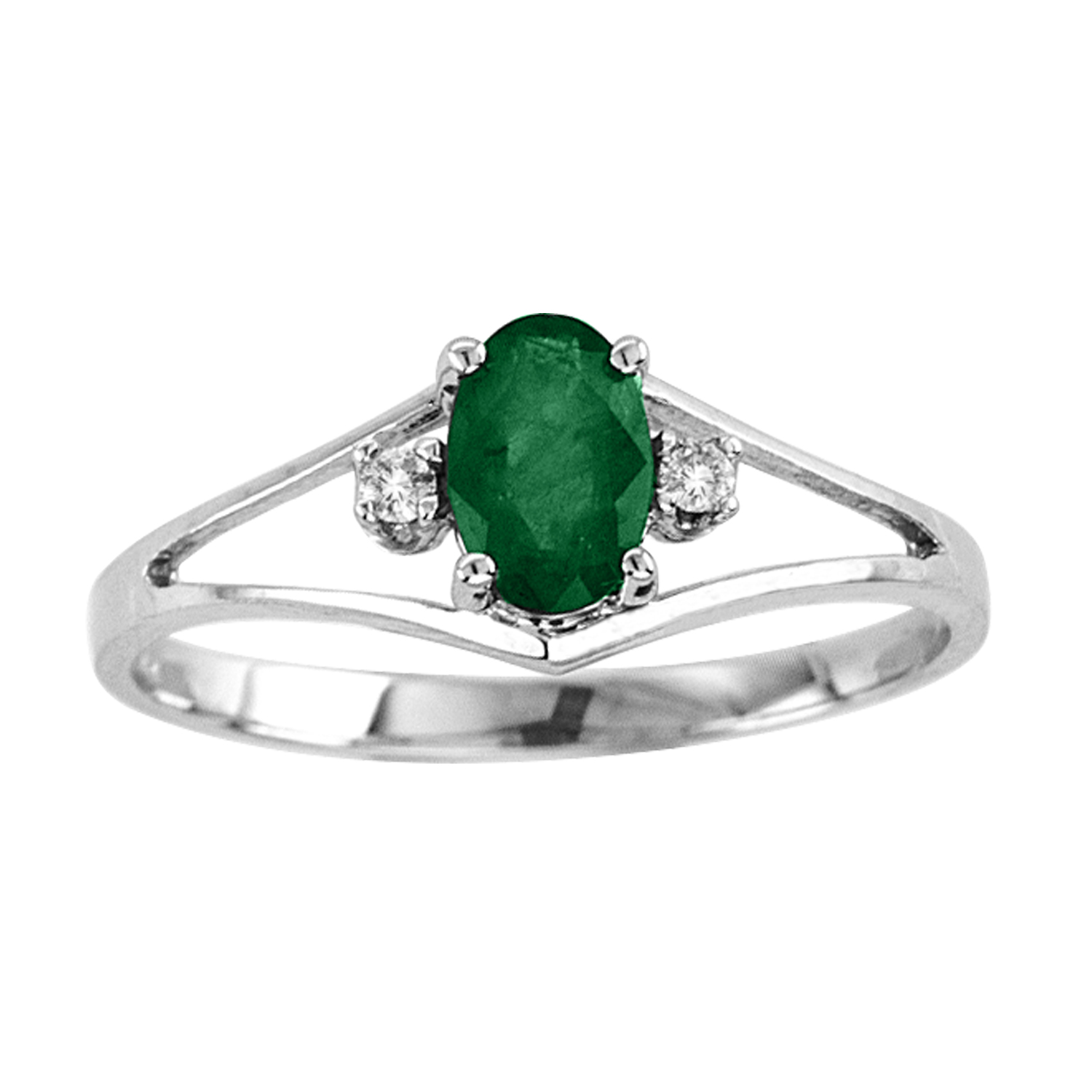 Oval Emerald and Diamond ring set in 14k Gold