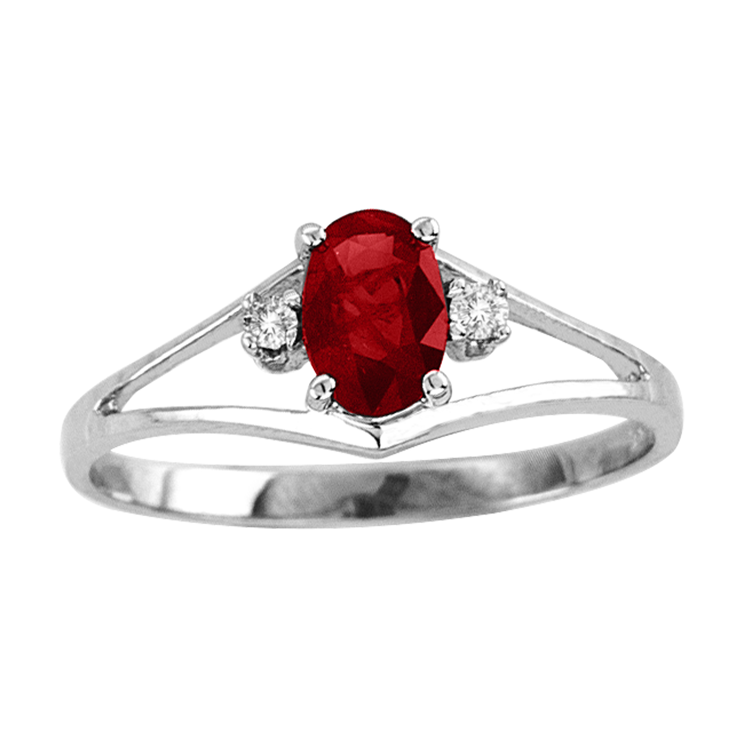 Natural Heated Oval Ruby and Diamond Ring set in 14k Gold