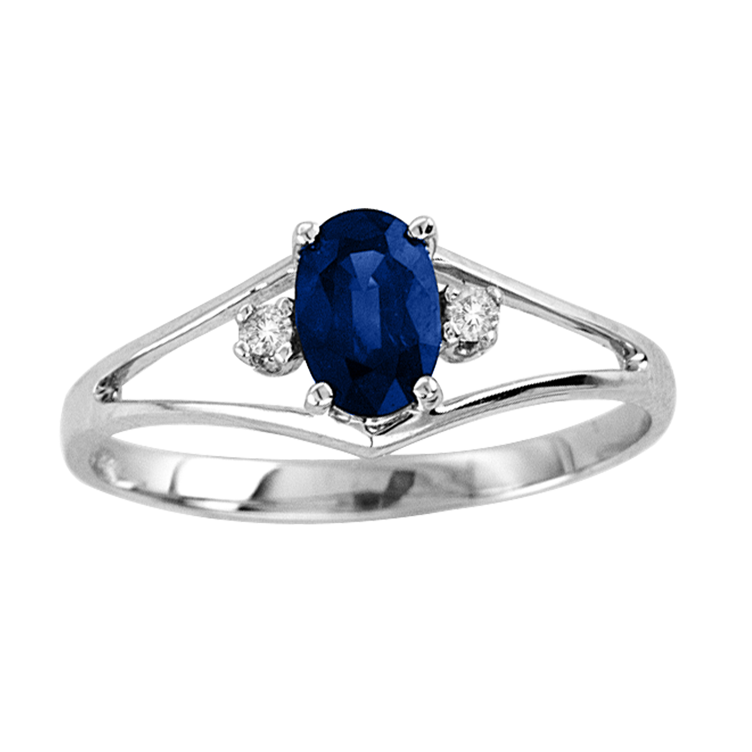 Oval Sapphire and Diamond Ring set in 14k Gold 