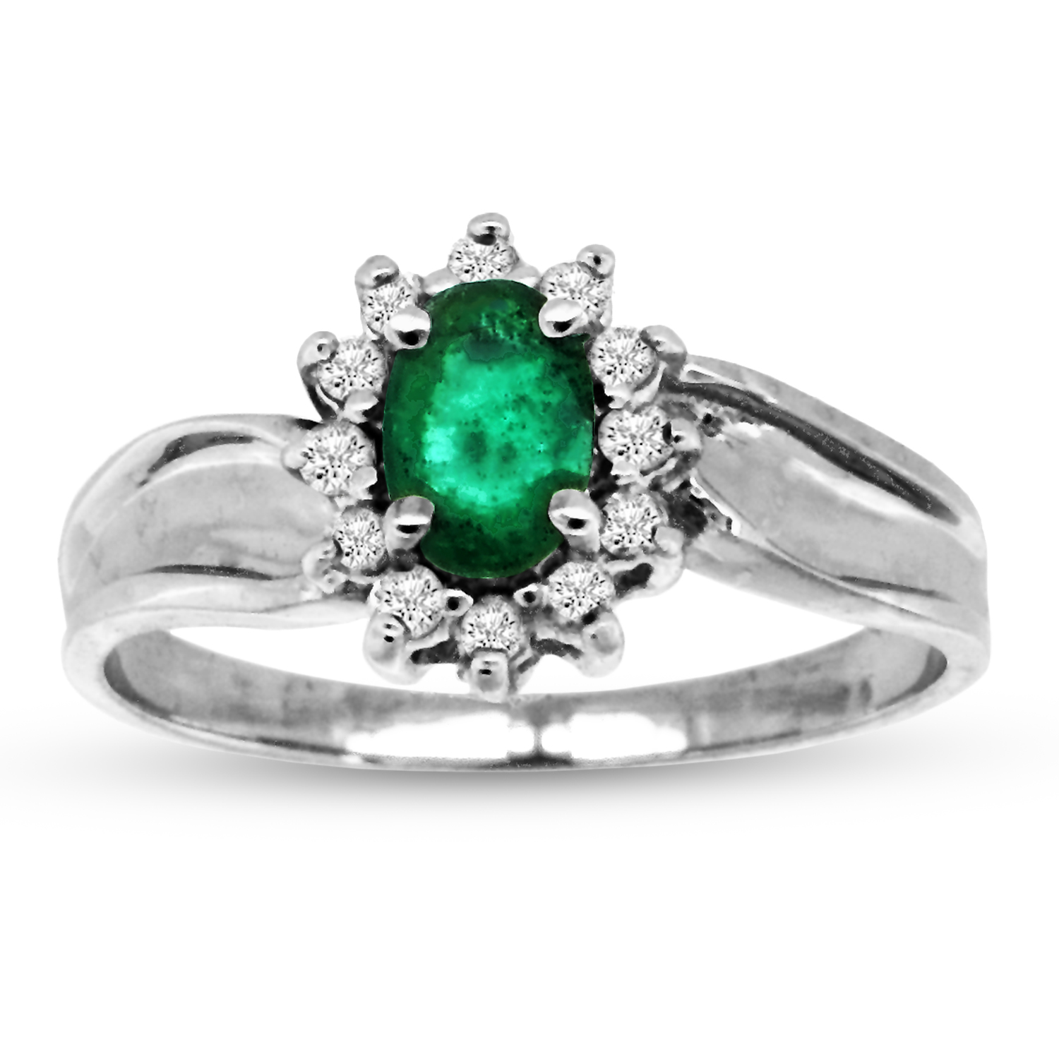 0.55cttw Emerald and Fashion Diamond Ring set in 14k Gold