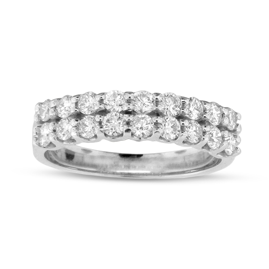 View 0.80cttw Diamond Two Row Wedding Band Set in 14k Gold