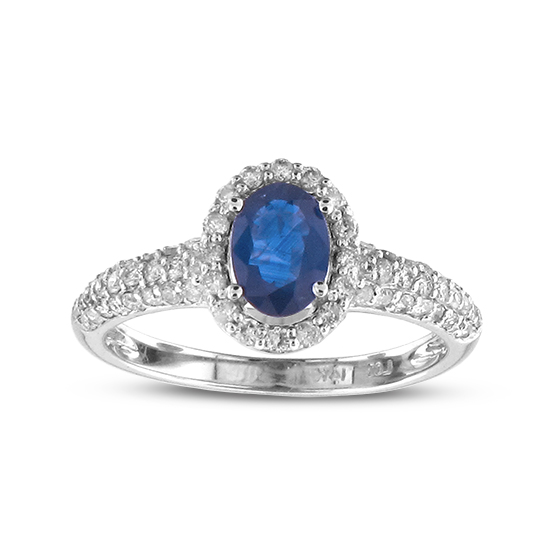 1.35cttw Oval 7x5 Sapphire and Diamond Rashion Ring set in 14k Gold