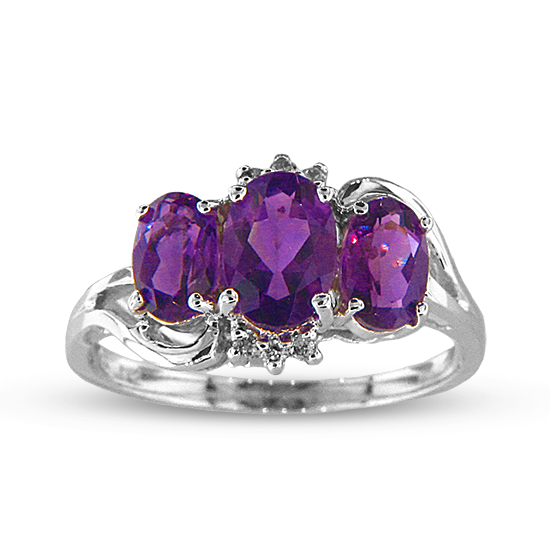 View 9.54cttw Amethyst and Diamond Ring in 14k White Gold