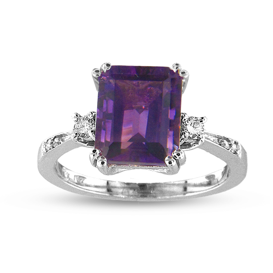 View Amethyst and Diamond Ring in 14k White Gold