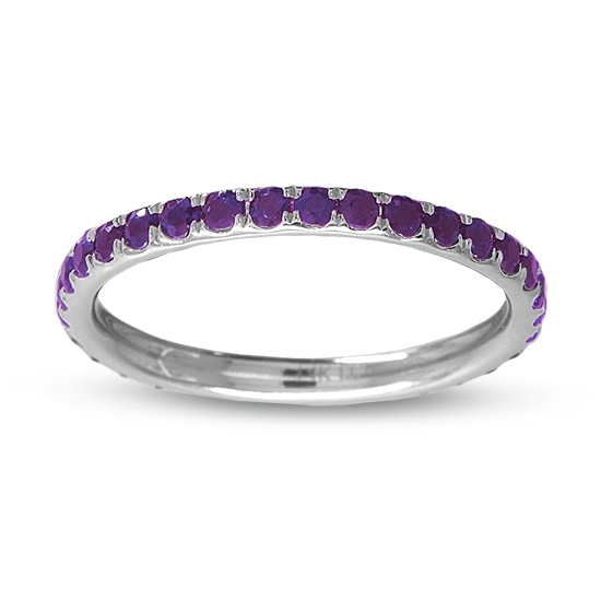 View 0.54cttw Amethyst Wedding Band in 14k White Gold