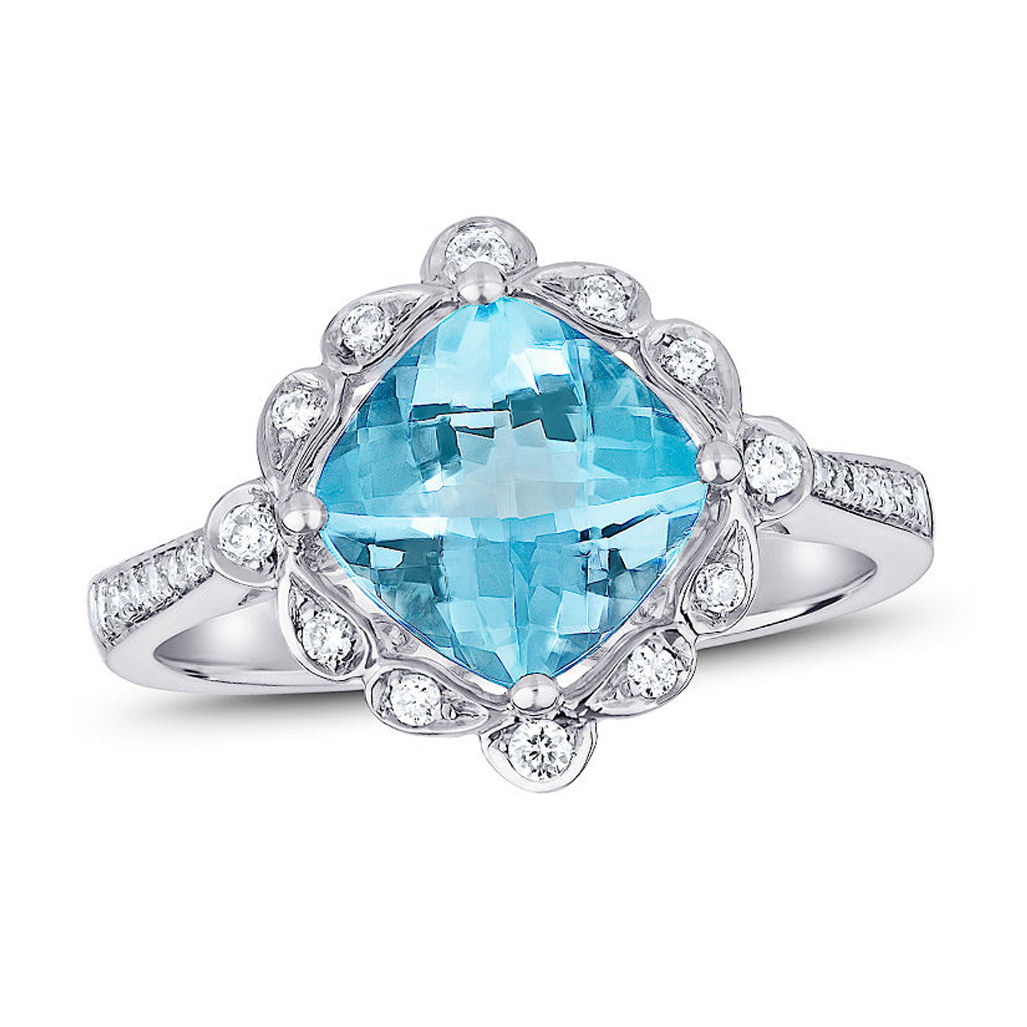 View 2.60ctw Blue Topaz and Diamond Ring in 14k White Gold