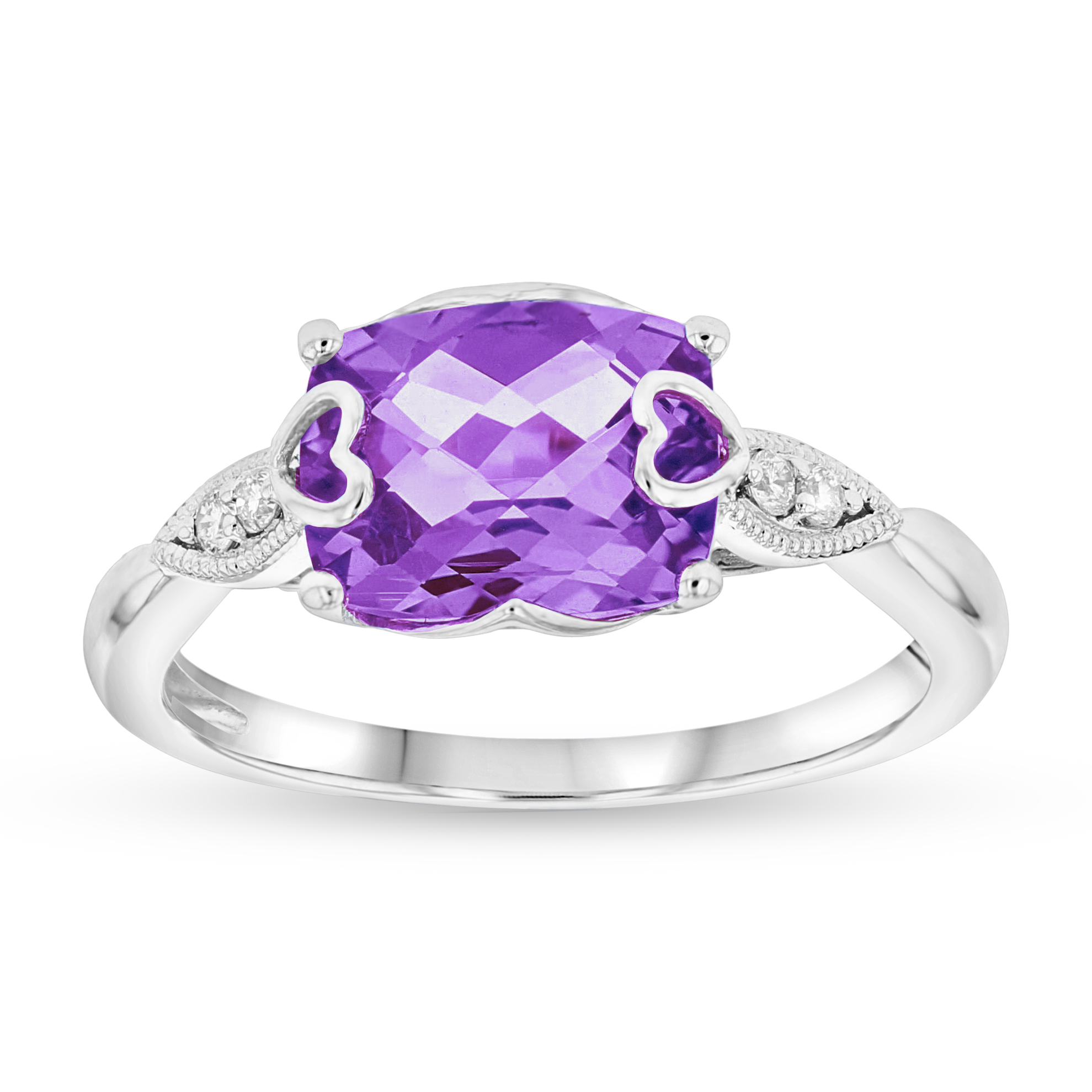 View 1.75ctw Amethyst and Diamond Ring in 14k White Gold