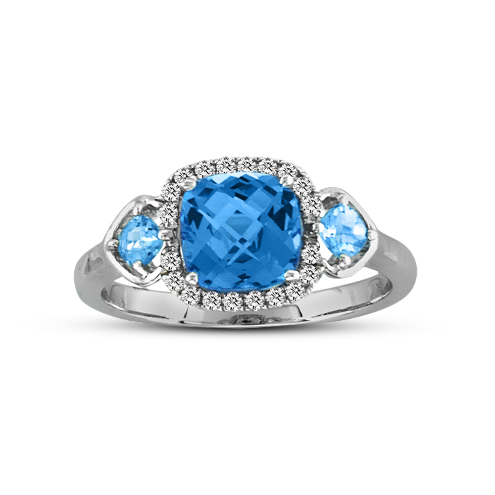 View 2.27ctw Blue Topaz and Diamond Engagement in 14K White Gold 