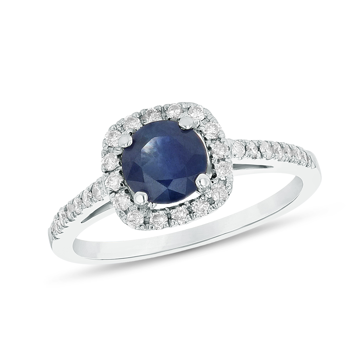 1.35ctw Sapphire and Diamond Engagement Ring in 14k White Gold