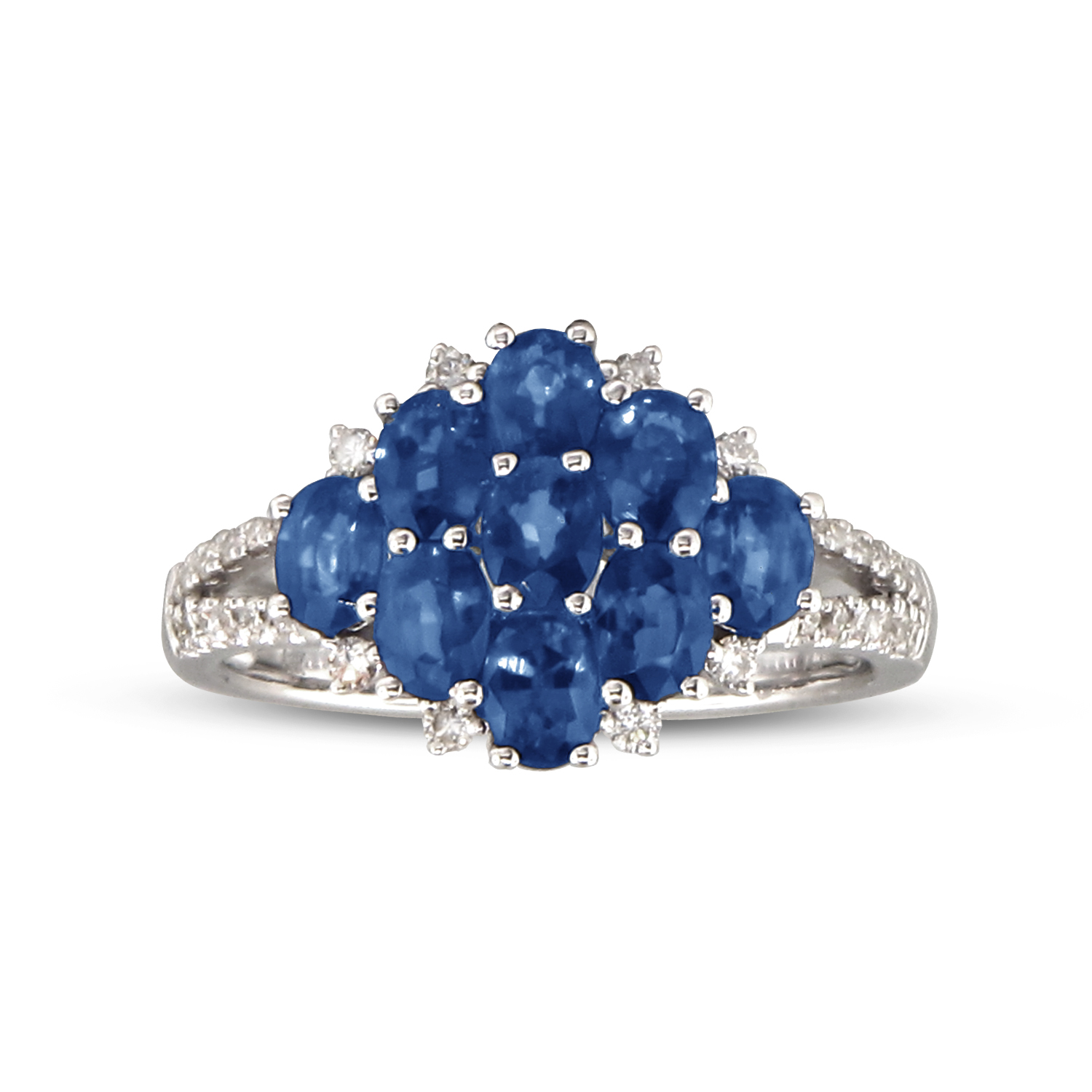 View 0.24ctw Diamond and Sapphire Fashion Ring in 14k WG