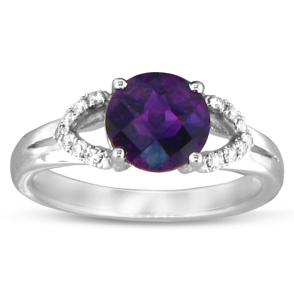 View 0.12ctw Diamond and Amethyst Fashion ring in 14k WG
