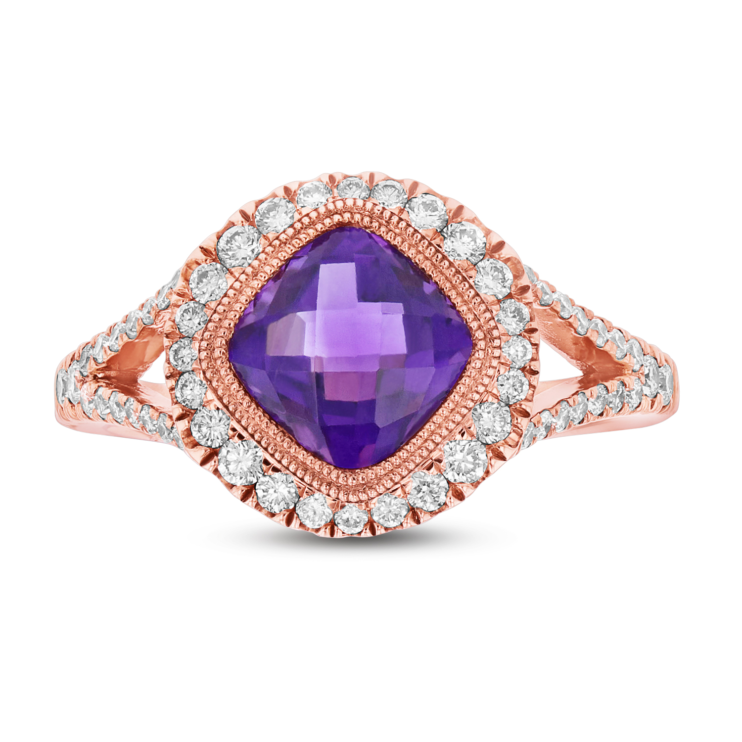 View Diamond and Amethyst ring in 14k Rose Gold
