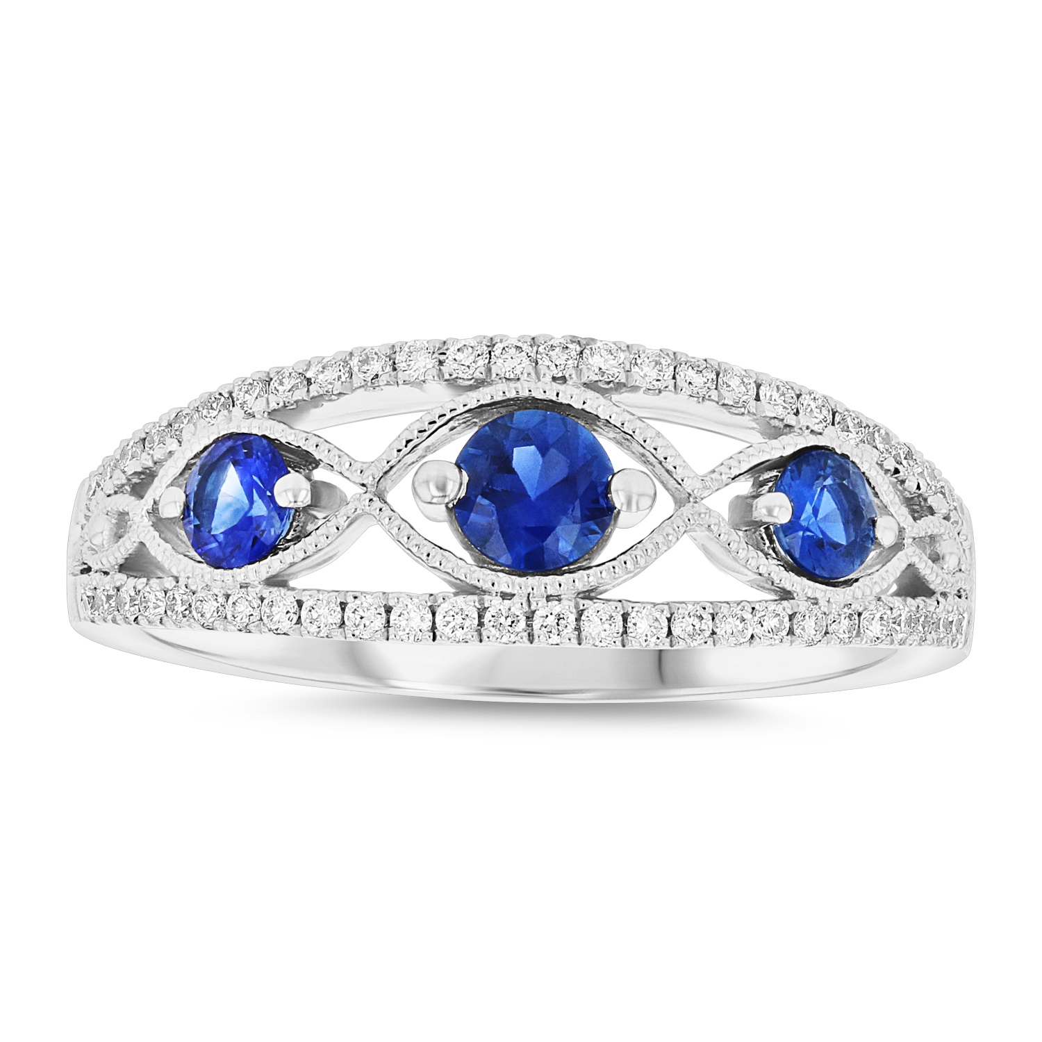 View Diamond and sapphire Ring in 14k White gold
