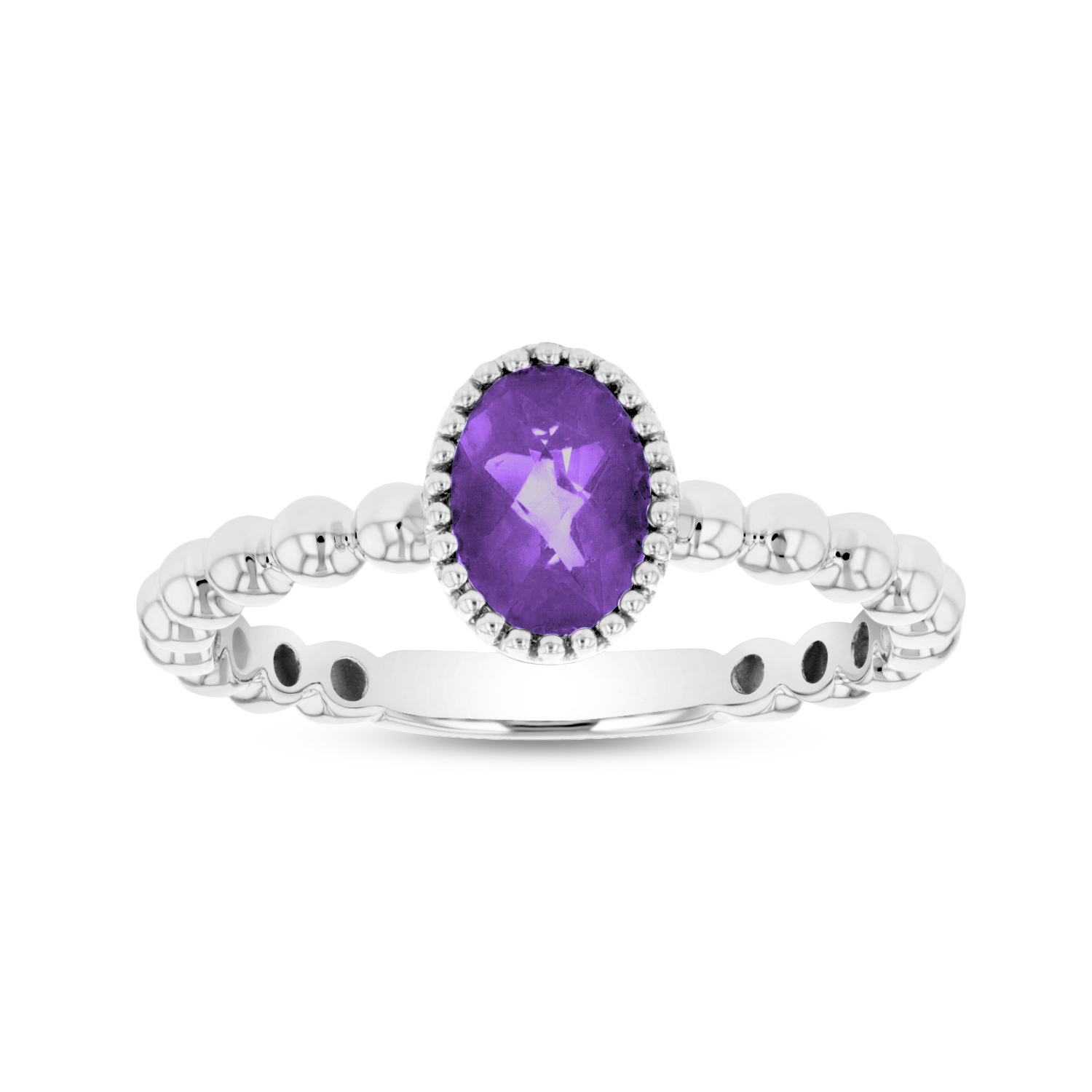 View 7x5mm Oval Amethyst Ring in 14k Gold