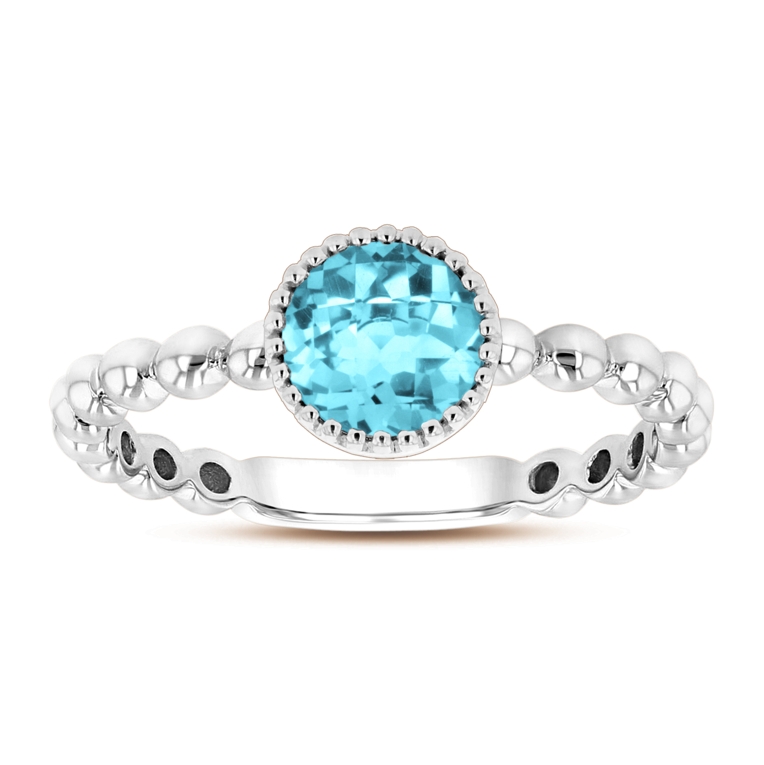 View 6mm Round Blue Topaz Ring in 14k Gold