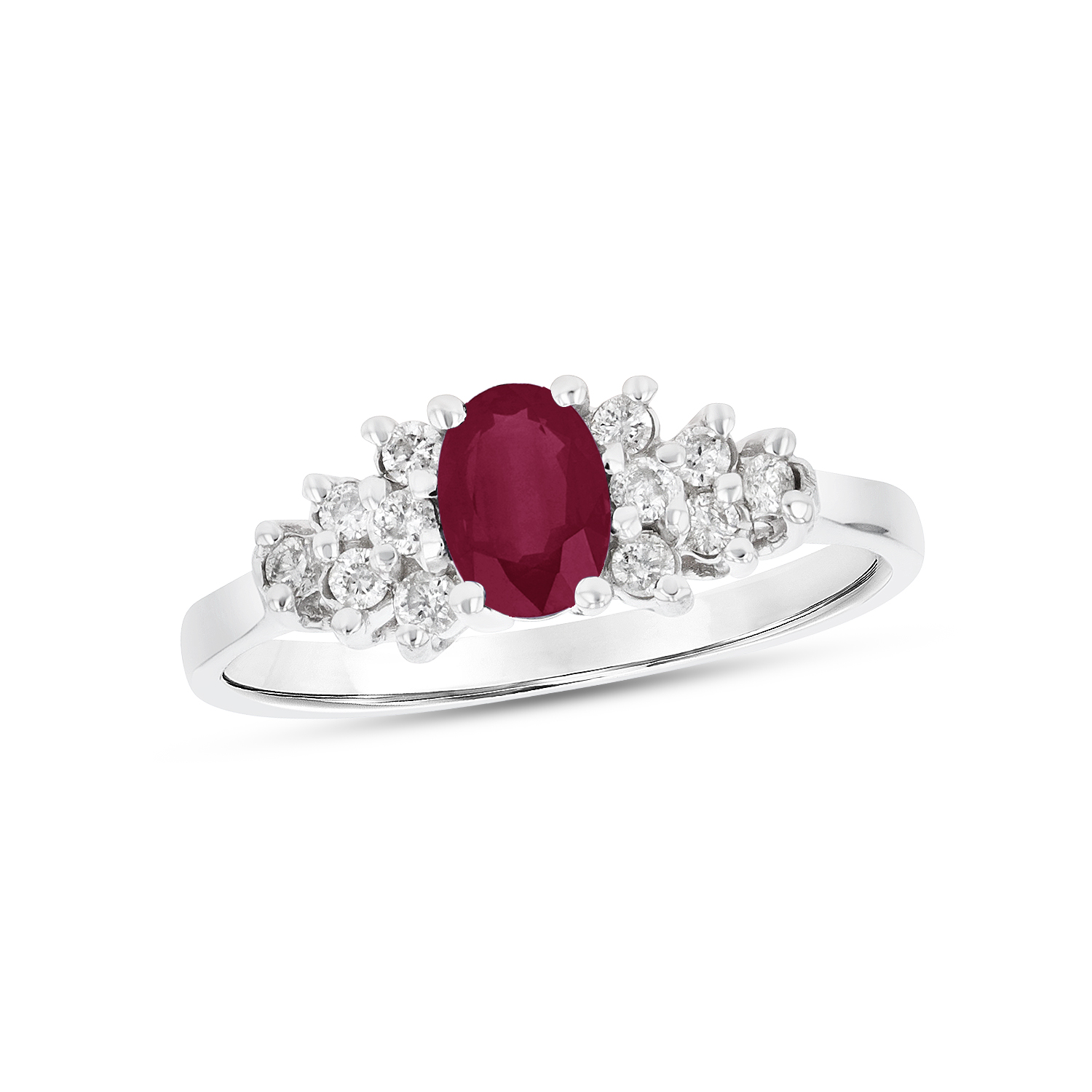 View 0.63ctw Diamond and Ruby Ring in 14k White Gold