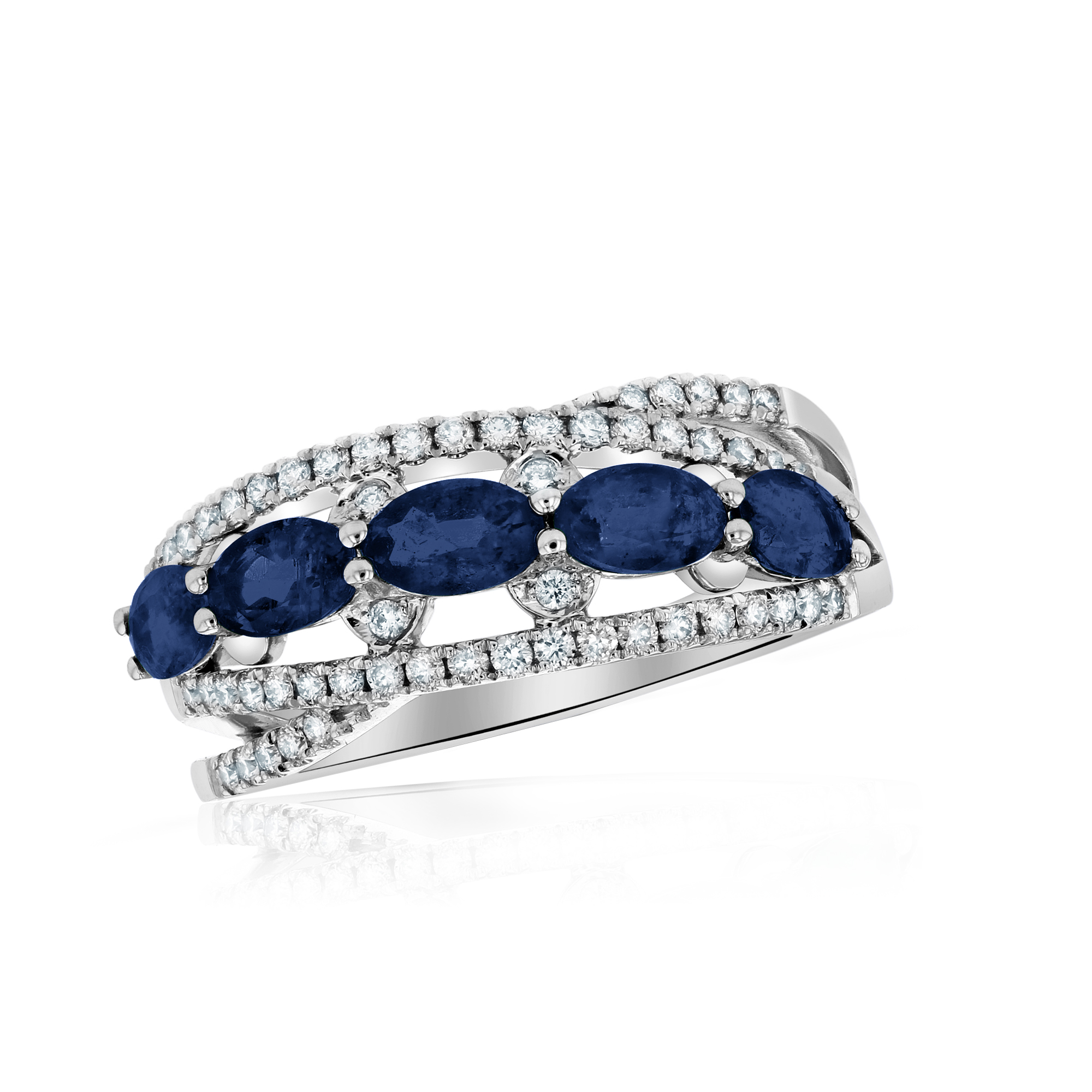 View 0.31ctw Diamond and Sapphire Ring in 14k White Gold