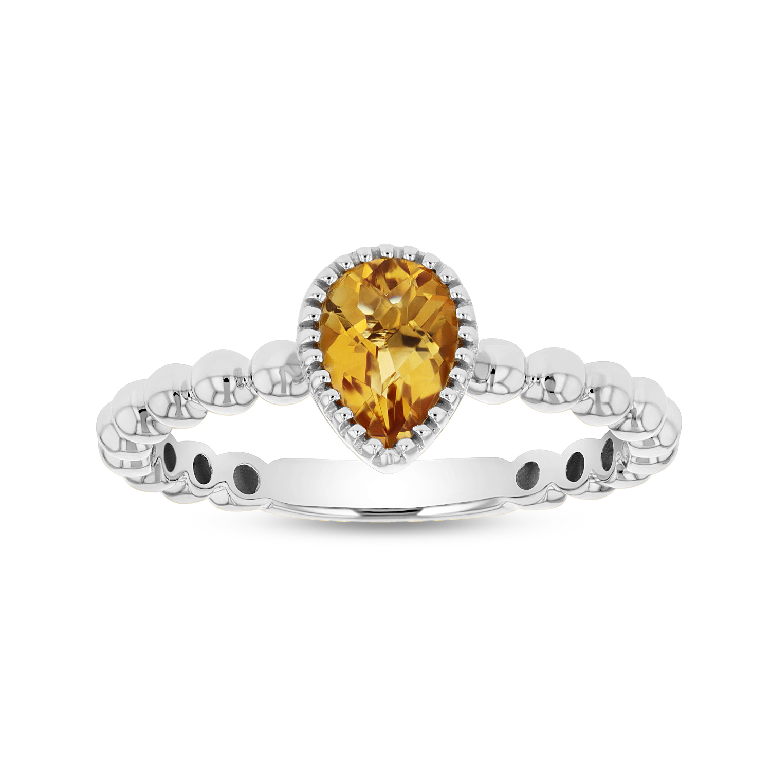 View 7x5mm Pear Shape Citrine Ring in 14k Gold